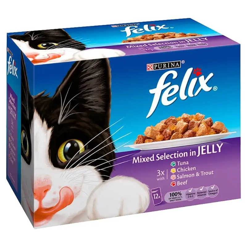Nestl Salmon Felix Mixed Selection Chunks In Jelly Pack 100G Size 12
