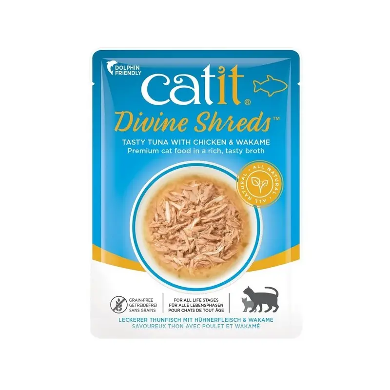 New Catit Divine Shreds Wet Food (Tuna W/Chicken & Wakame, 75 G)