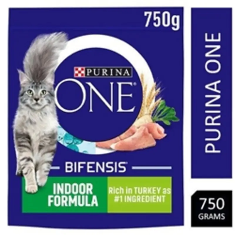 Purina One Indoor Dry Cat Food Turkey & Wholegrain 750G