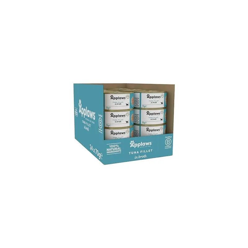 Applaws 100% Natural Wet Cat Food X 70G Tuna Fillet Tins In Broth Size 24