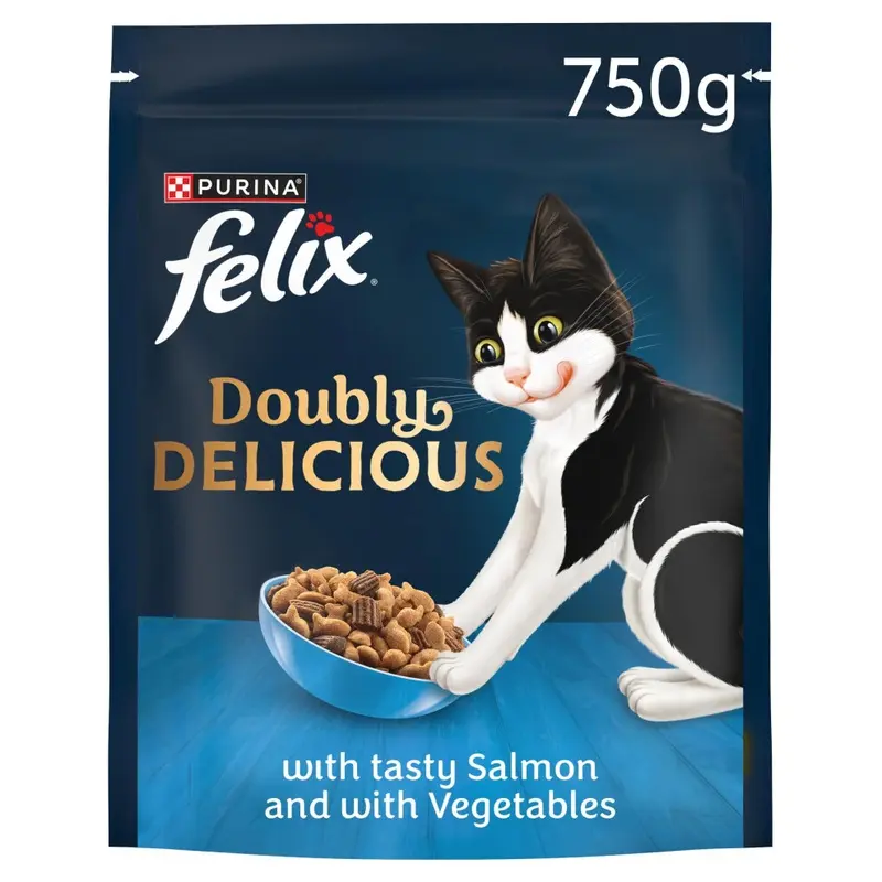 Felix Salmon Doubly Delicious & Vegetables Dry Cat Food 4X750g