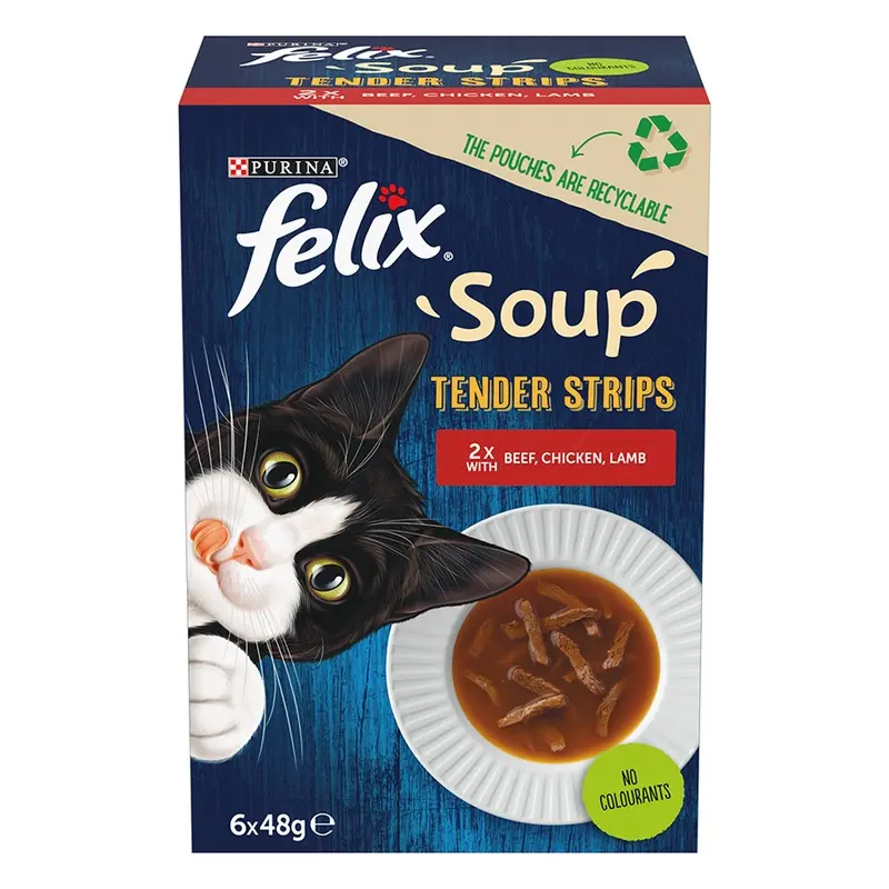 Felix Soup Tender Strips Wet Cat Food Farm Selection 6 Pouches