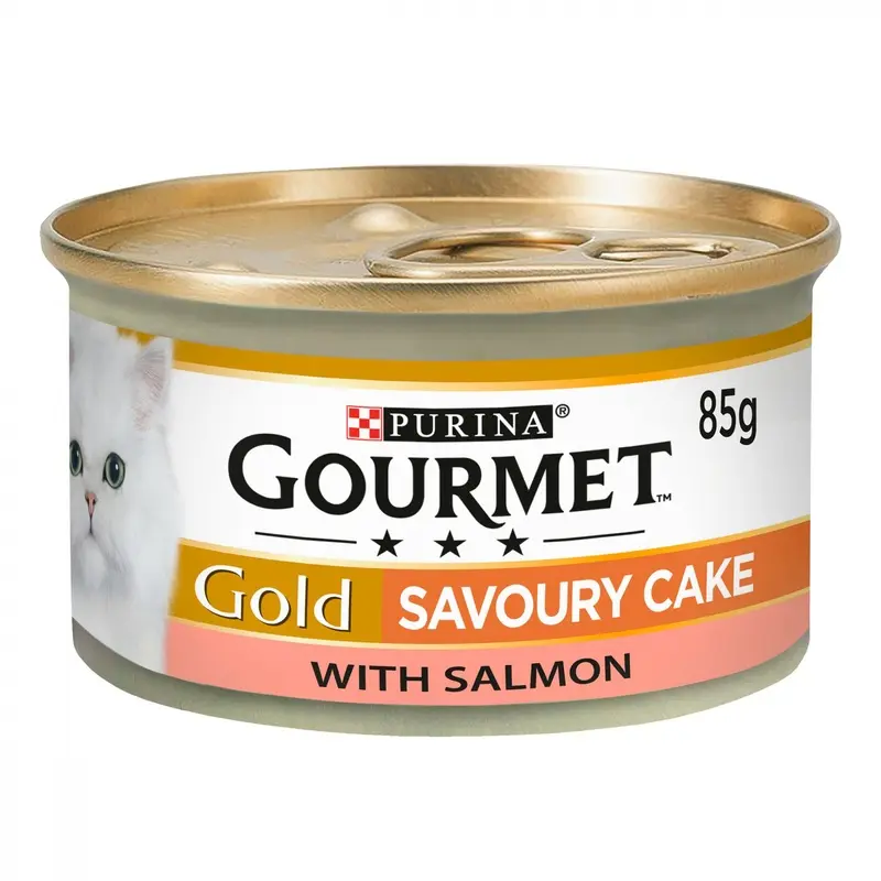 Gourmet Savoury Cake Wet Cat Food - X 85G Tins Gold/Salmon Size 12