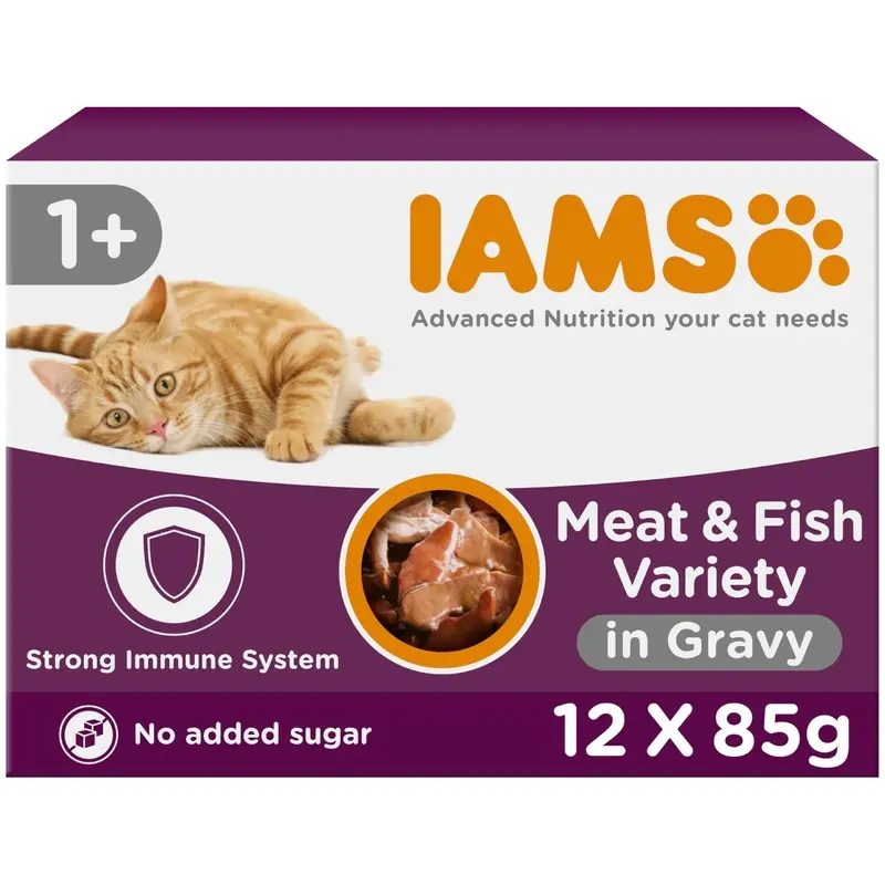 IAMS Adult Wet Cat Food Land & Sea in Gravy 12 x 85g