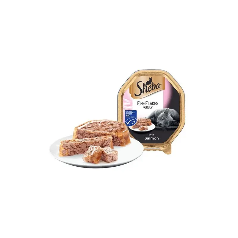New Sheba Tray Fine Flakes With In Jelly (Pack Of 22) Salmon 363773 85G
