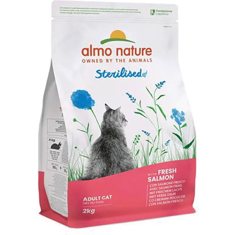 Almo Nature Salmon Functional Sterilised Dry Cat Food With Fresh Adult Cat, 2 Kg 2Kg