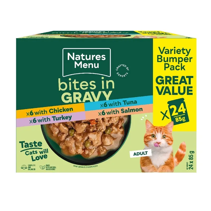 Natures Menu Bites In Gravy Mixed Pack - 24 X 85G