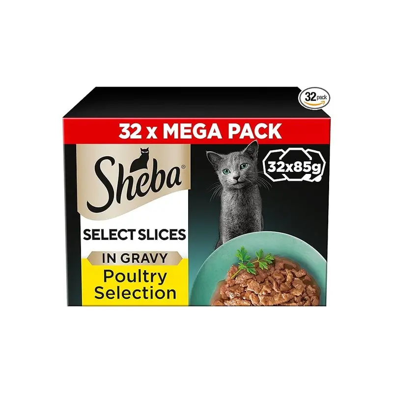 New Sheba Select Slices Cat Trays Poultry Collection In Gravy X 85 G 437582 Size 32