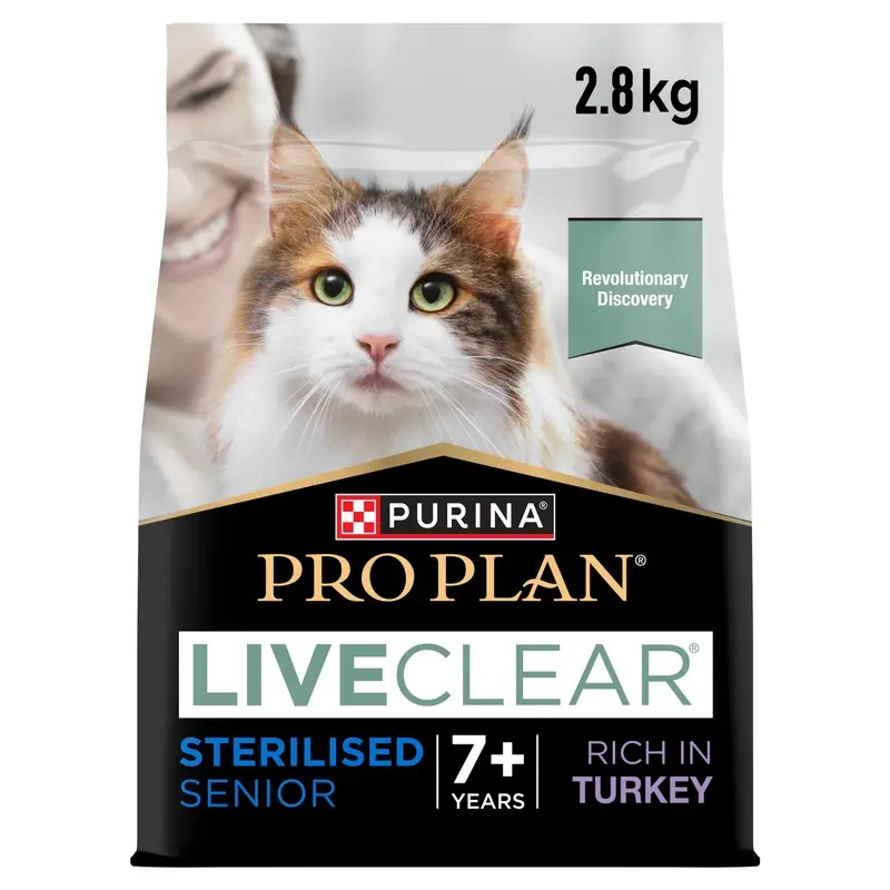 Pro Plan Liveclear Allergen Reducing Sterilised Senior Dry Cat Food Turkey 2.8Kg