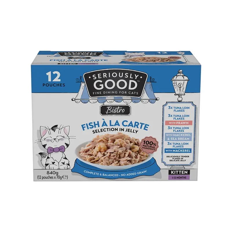 Seriously Good Fish A La Carte Selection Wet Kitten Food In Jelly 12 X 70G