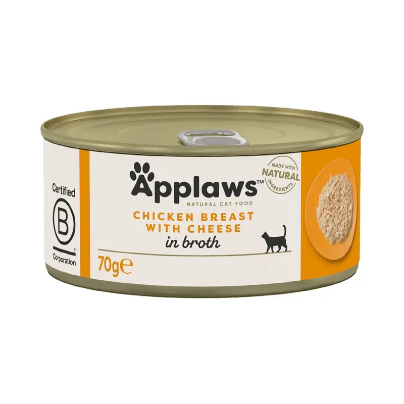 Applaws Adult Cat Cans Chicken In Broth 70G - Chicken Breast With Cheese (6 X 70G)