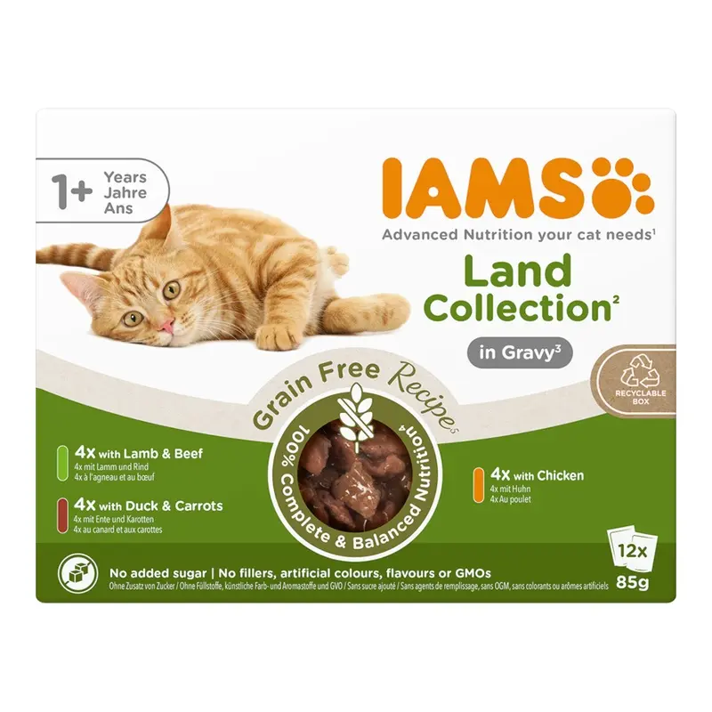 Iams Advanced Nutrition Grain Free - Land Collection In Gravy - 12 X 85G