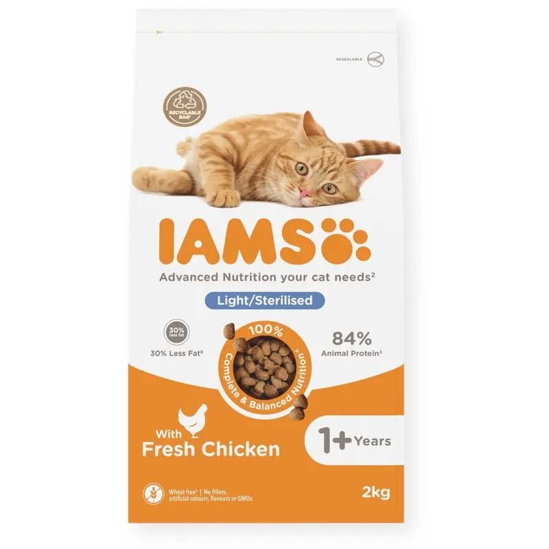 Iams For Vitality In Fat Sterilised Cat Food With Fresh Chicken - Light 2Kg