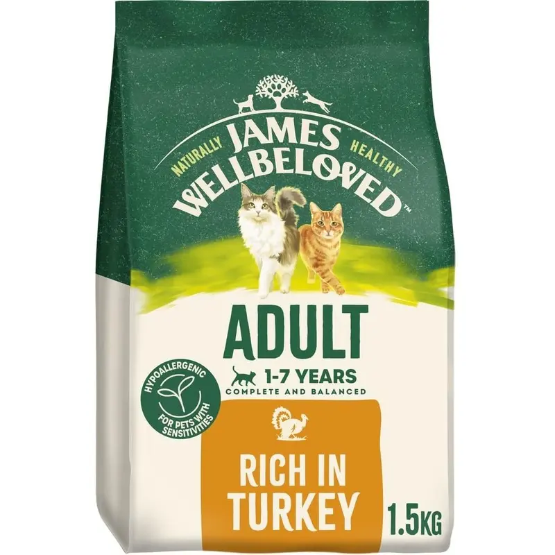 James Wellbeloved Hypoallergenic Dry Cat Food for Adult Cats Turkey 1.5 kg