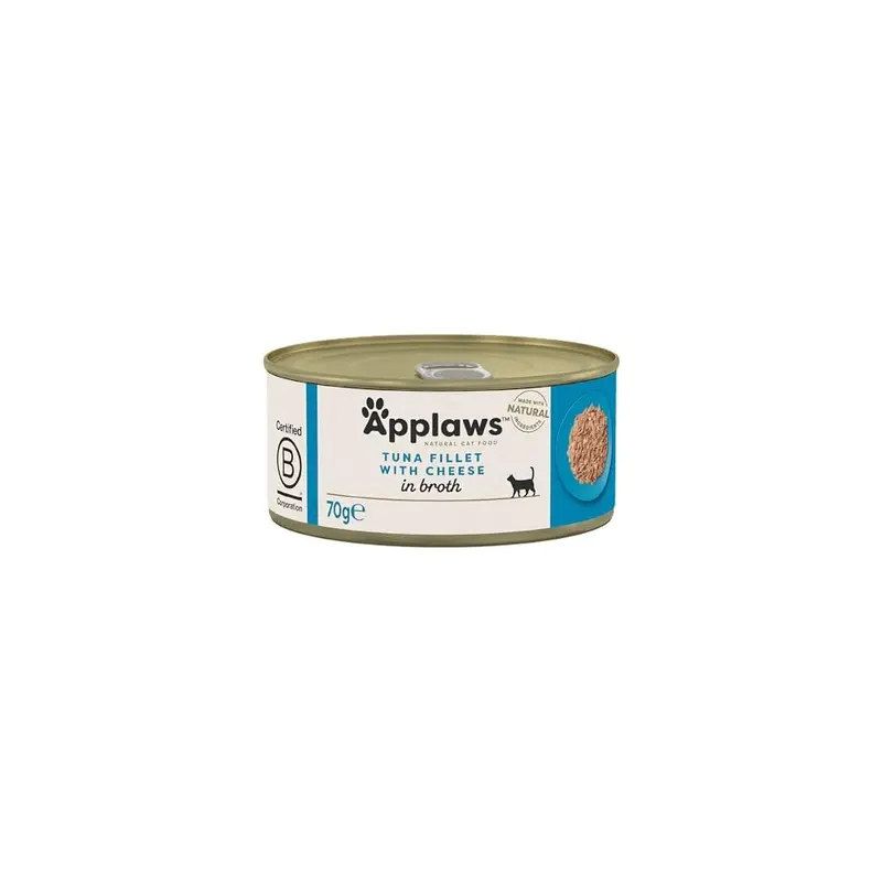 New Applaws 100% Natural Wet Cat Food Tuna With Cheese Tin, (Pack Of 24) 70G