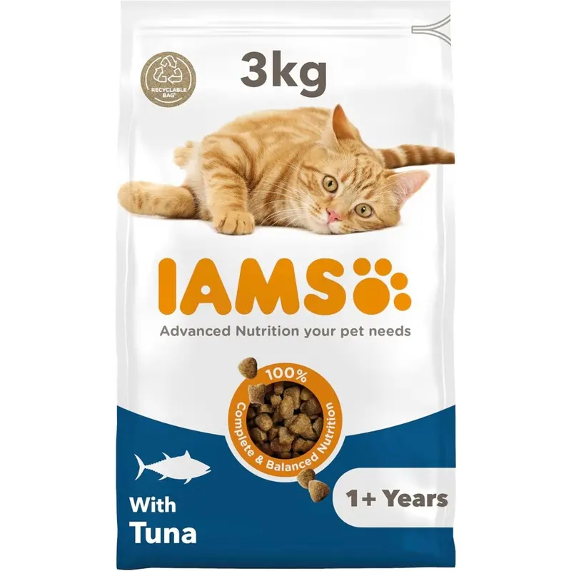 New Iams (Tuna, 3 Kg (Pack Of 1)) Complete Dry Cat Food For Adult 3Kg