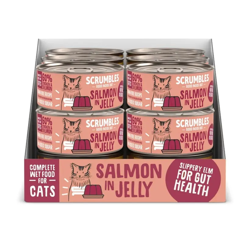 New Scrumbles Natural Wet Cat Food, In Jelly 18X Salmon Wcjs18 80G
