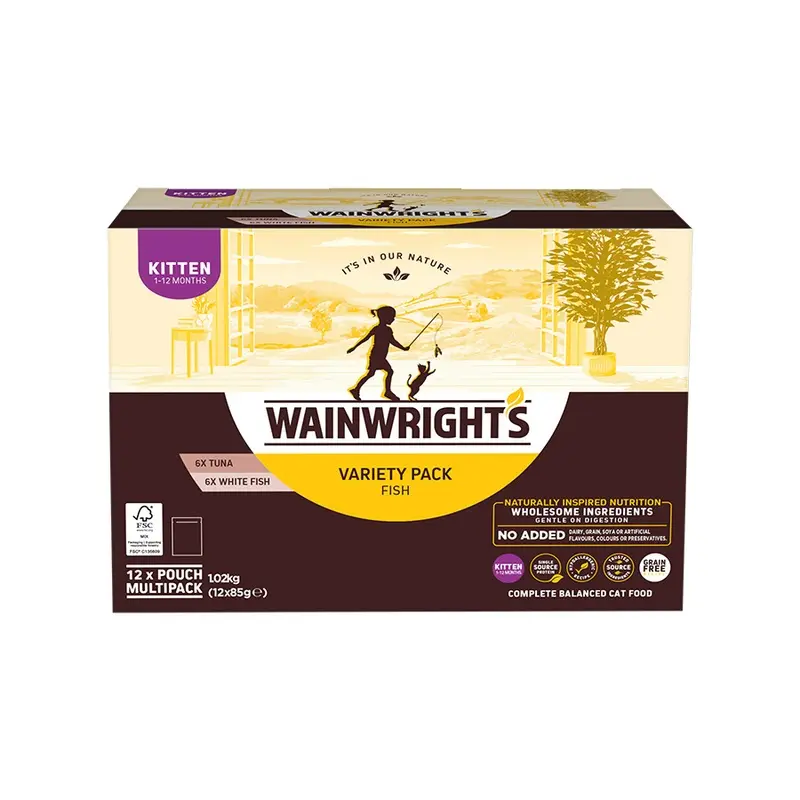 Wainwrights Grain Free Wet Kitten Food Variety Pack Fish 12 X 85G