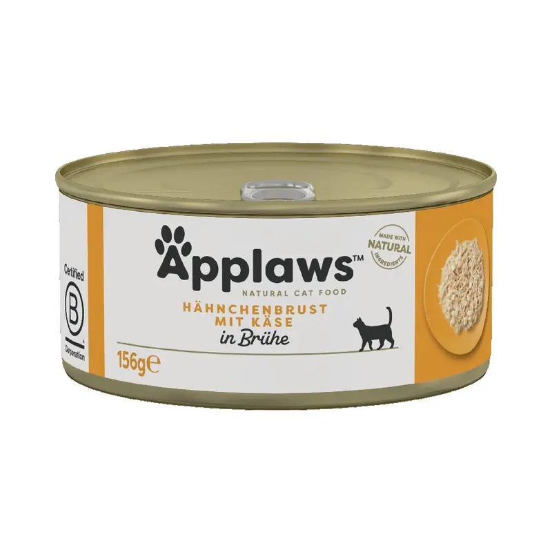 Applaws Adult Cat Cans Chicken In Broth 156G - Chicken Breast With Cheese (6 X 156G)