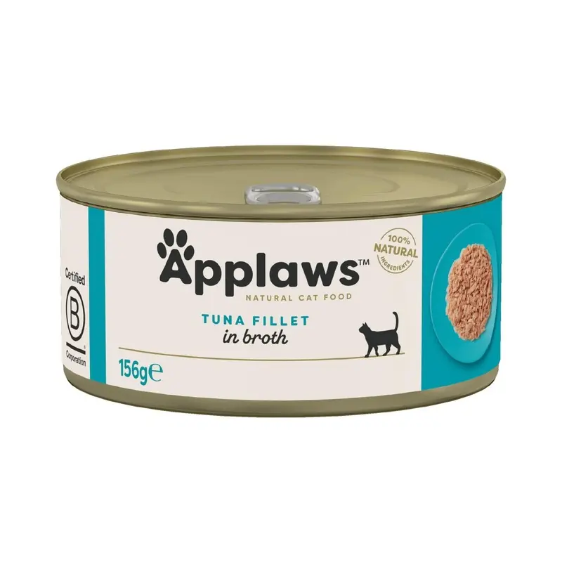 Applaws Natural Tuna Fillet In Broth Tins Cat Food - X 156G Size 24