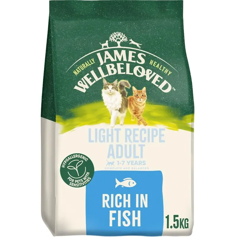 James Wellbeloved Hypoallergenic Light Dry Cat Food for Adult Cats Fish 1.5 kg