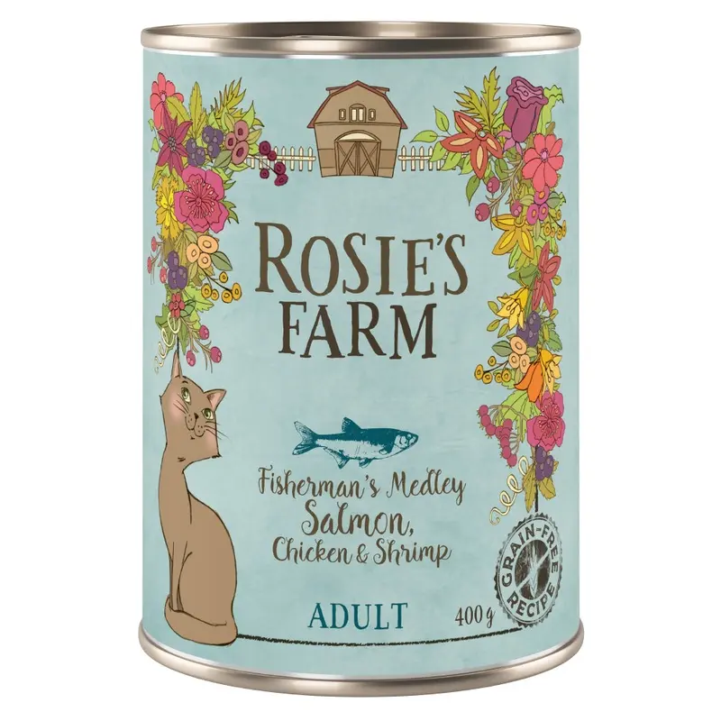 Rosies Farm Adult Fishermans Medley With Salmon, Chicken & Shrimp - 6 X 400G (Cans)