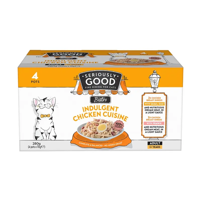 Seriously Good Wet Adult Cat Food Indulgent Chicken Cuisine 4 X 70G
