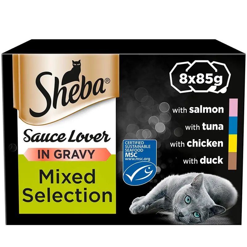 Sheba Sauce Lover Wet Adult Cat Food Mixed Collection In Gravy 8 X 85G Trays