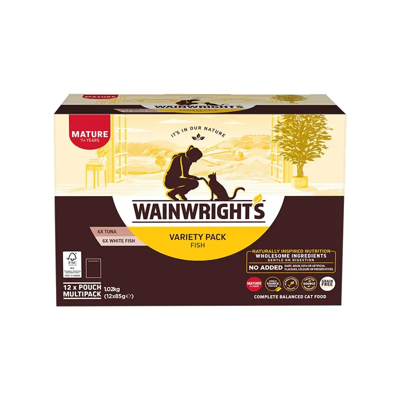 Wainwrights Grain Free Wet Mature Cat Food Variety Pack Fish 12 X 85G
