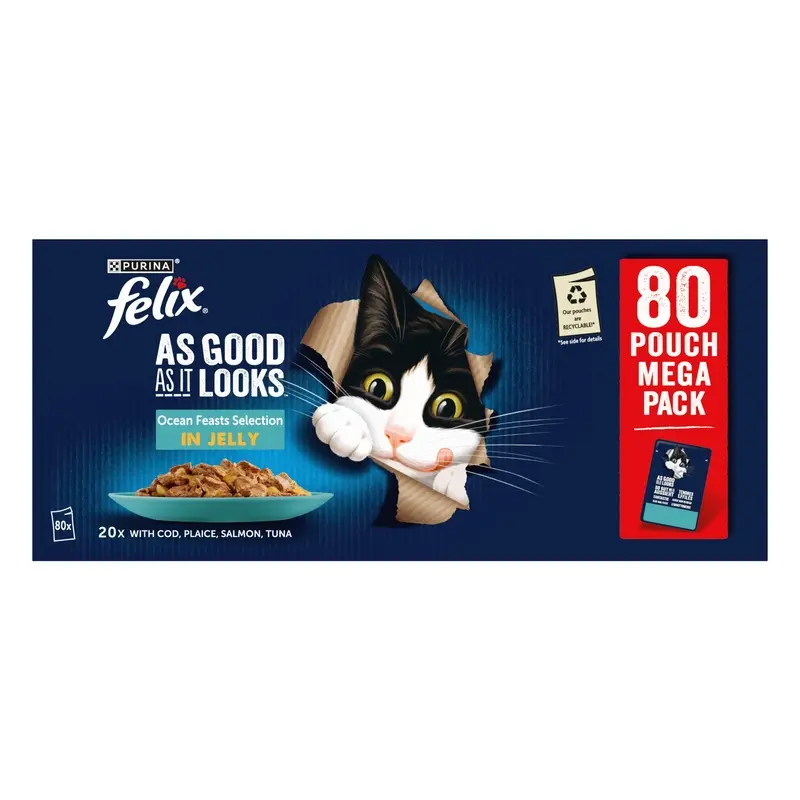 Felix As Good As It Looks Adult Wet Cat Food Ocean Feasts 80X85G