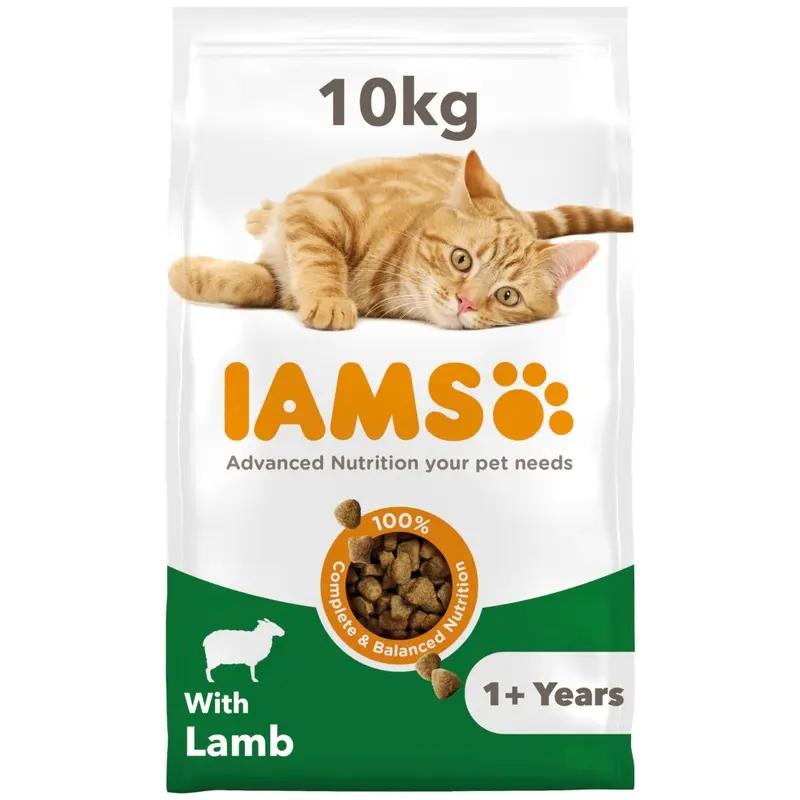 Iams Complete Dry Cat Food For Adult 1+ Cats With Lamb 10 Kg Size 1