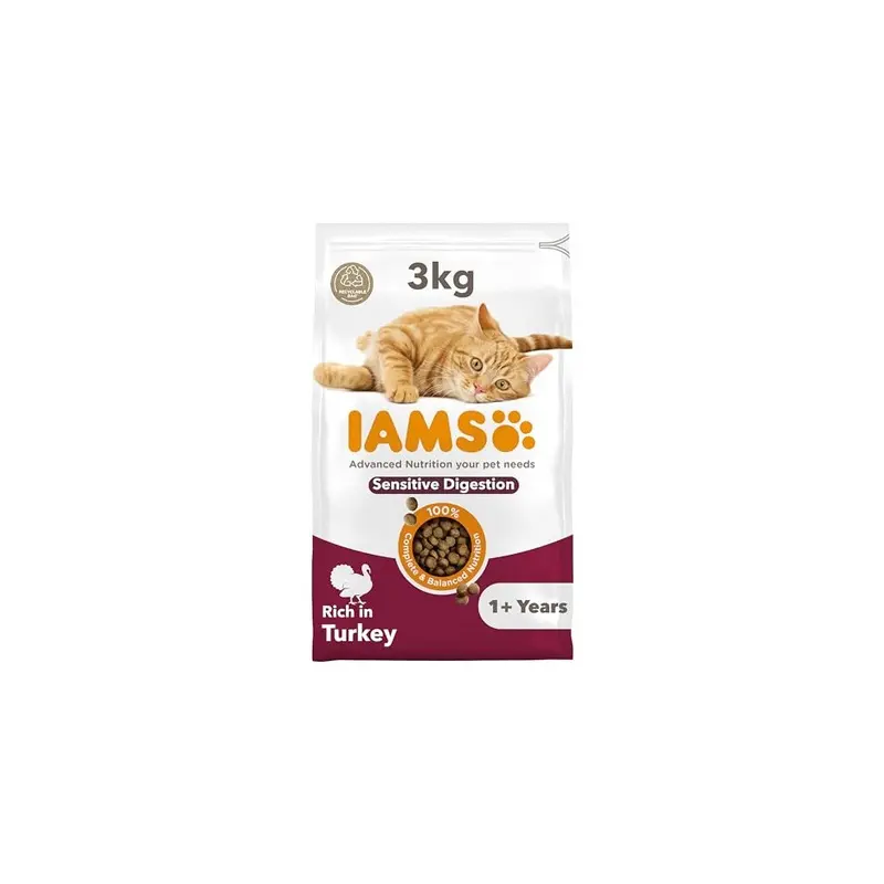 Iams Sensitive Digestion Dry Cat Food Turkey 3Kg