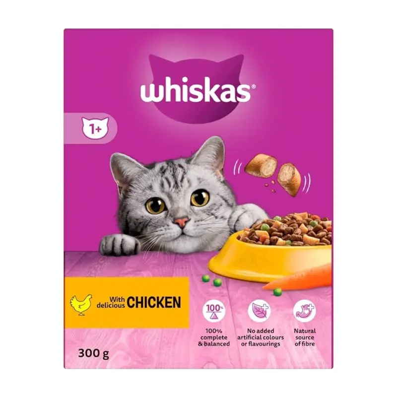 Whiskas 1+ Cat Complete Dry With Chicken 300G Size 1