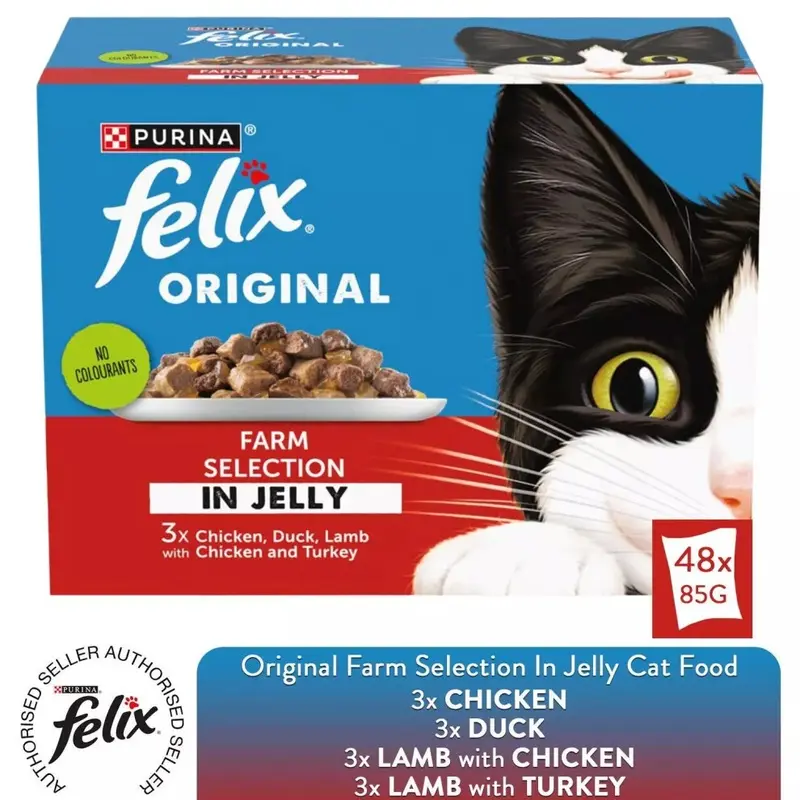 48X85g Felix Wet Cat Food Original No Colourants Farm Selection In Jelly, 3-6Y Size 3