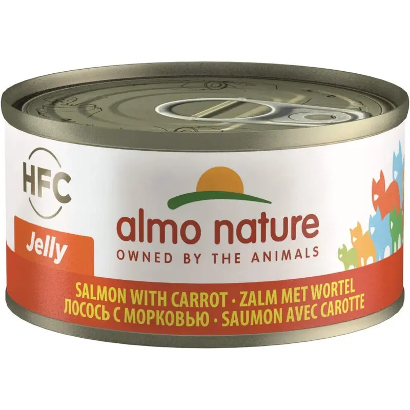 Almo Nature Salmon Hfc Jelly Wet Cat Food With & Carrots (Pack Of X 70G Tins) Size 24