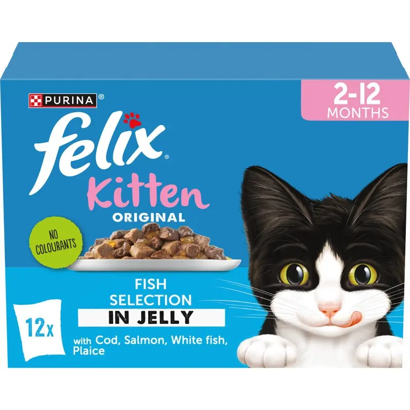 Felix Original Kitten Fish Selection In Jelly Wet Cat Food 12X85g (Pack Of 4) Size 4