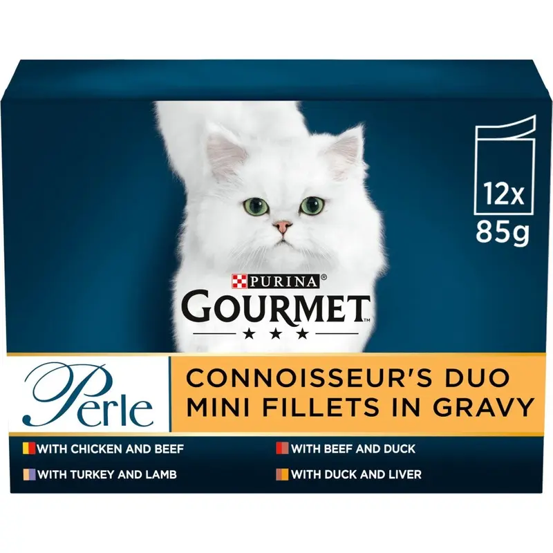 Gourmet Perle Delicate Connoisseurs Duo Wet Cat Food 12X85g, Pack Of Size 4