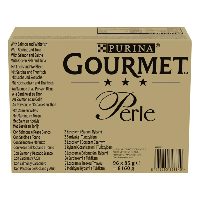 Gourmet Perle Pouches Mixed Mega Pack 96 X 85G - Seaside Duo Mini Fillets In Gravy