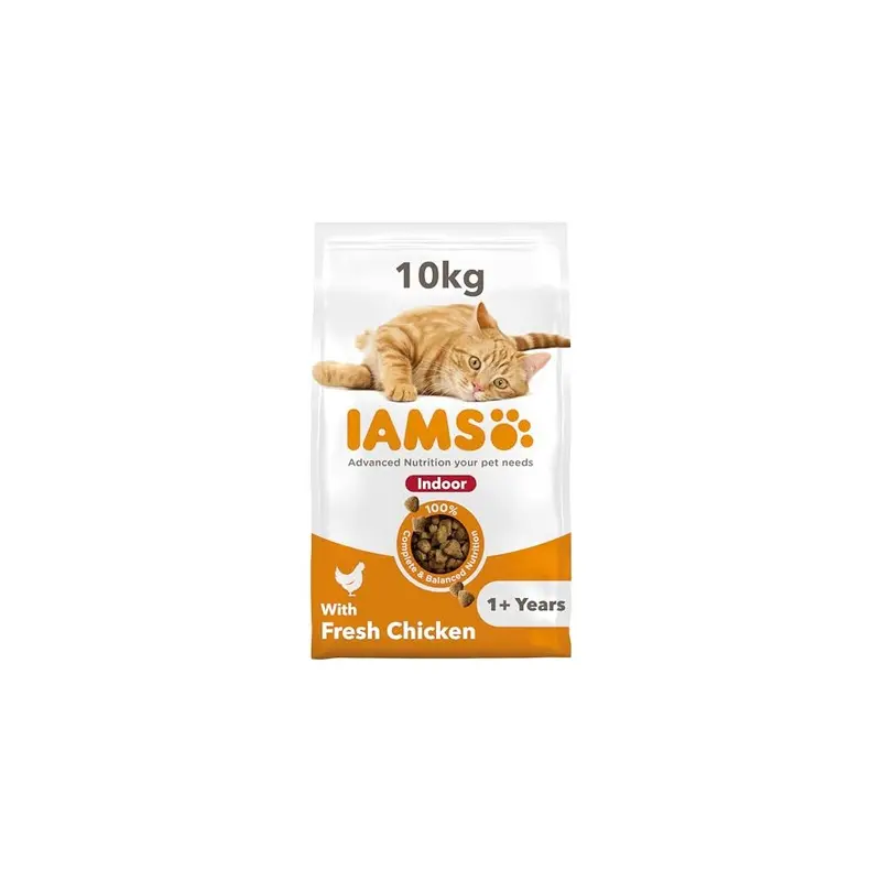 Iams Indoor Complete Dry Cat Food For Adult And Senior Cats With Chicken 10 Kg 10Kg