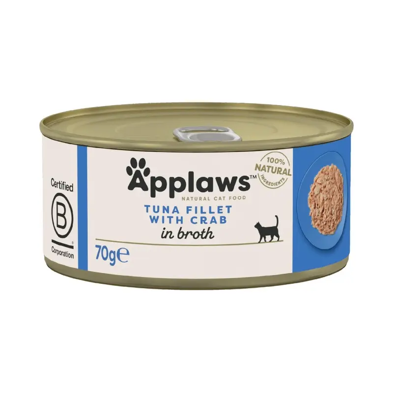 Applaws 100% Natural Wet Cat Food, Tuna With Crab, (Pack Of 24) 70G