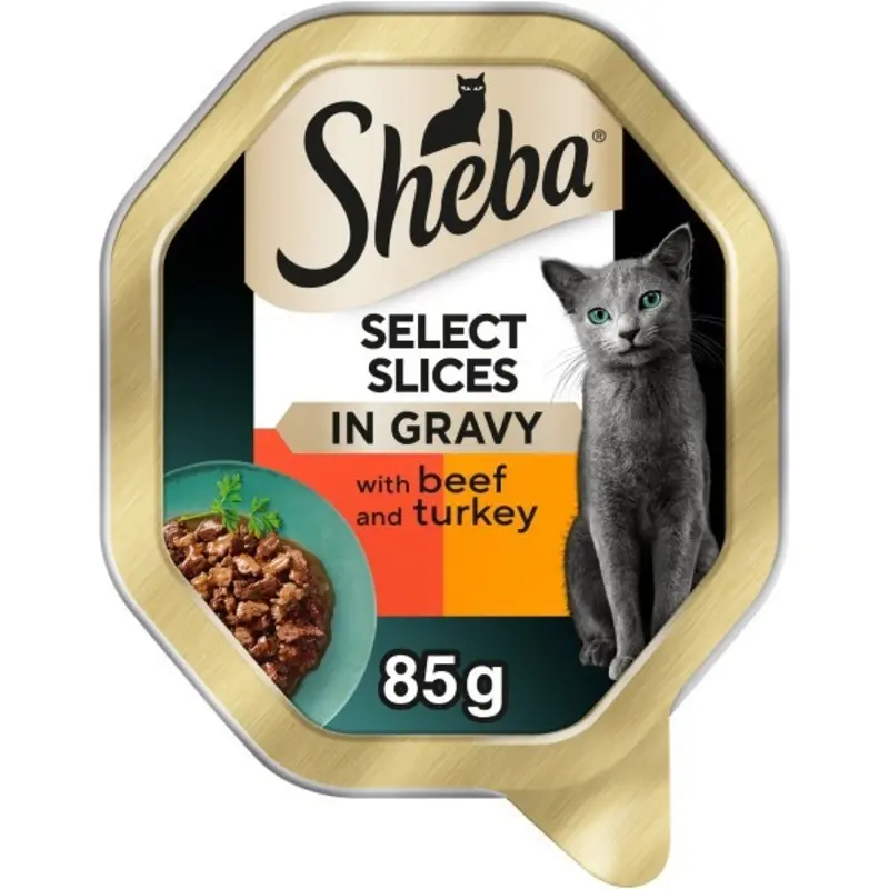 Sheba Select Slices Cat Tray With Beef And Turkey In Gravy - X 85G Size 22