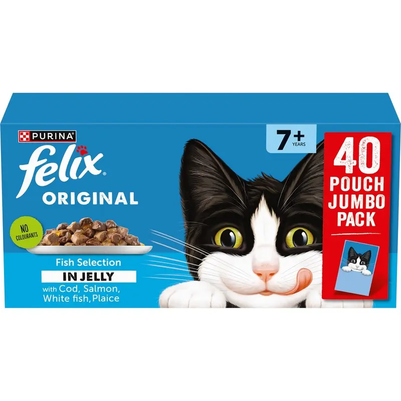 FELIX Original Senior 7+ Fish Selection in Jelly Wet Cat Food 40x85g
