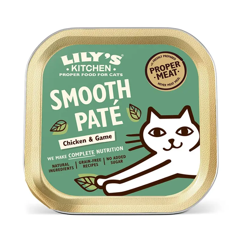 Lilys Kitchen Smooth Pate Complete Wet Adult Cat Food Chicken And Game 85G Tray