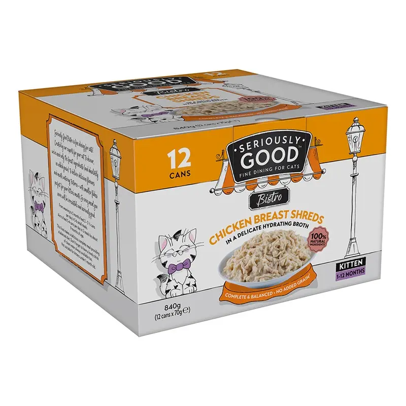 Seriously Good Chicken Breast Shreds Wet Kitten Food Multipack 12X70G
