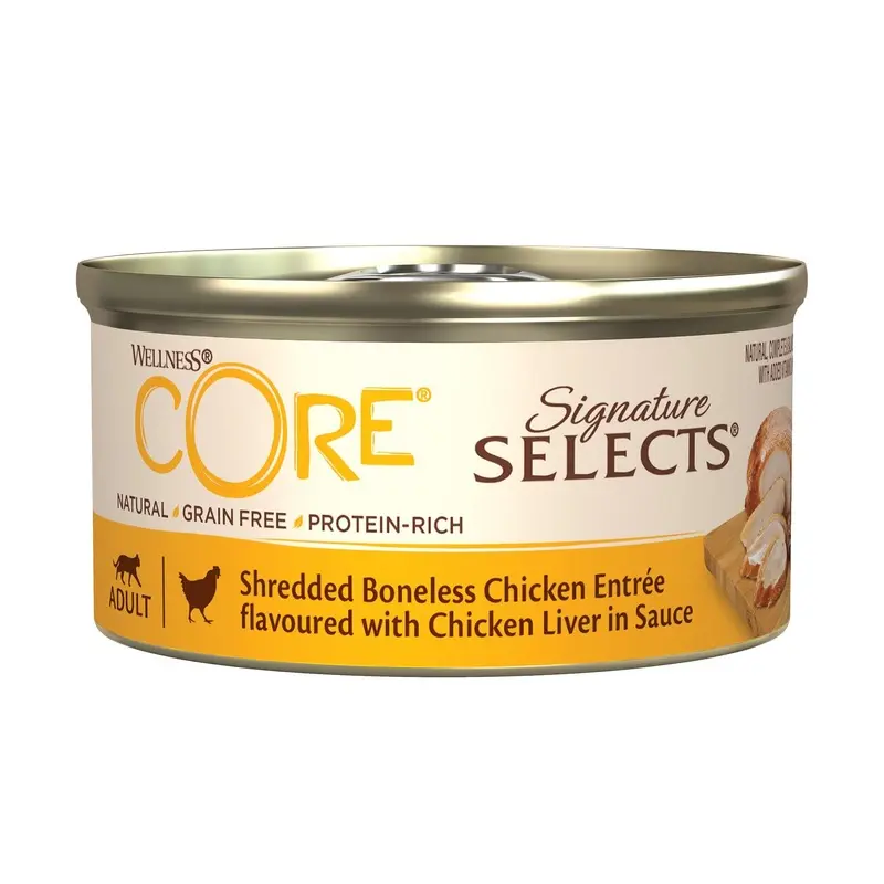 Wellness Core Cat Shredded Boneless Chicken Entree With Chicken Liver In Sauce 79G