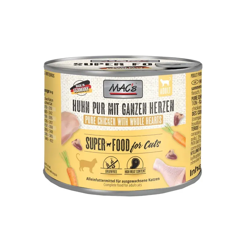 Macs Cat 6 X 200G - Pure Chicken With Whole Poultry Hearts