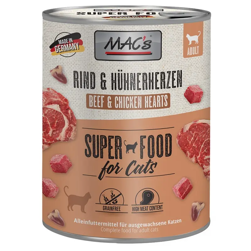 Macs Cat 6 X 800G - Beef & Chicken Hearts