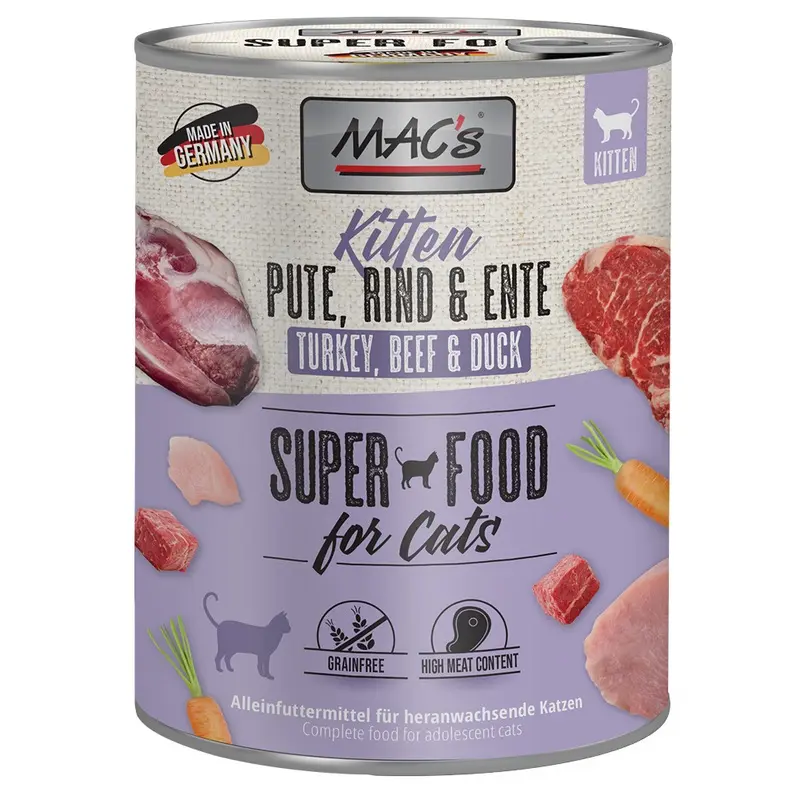 Macs Cat 6 X 800G - Kitten (Turkey, Beef, Duck)