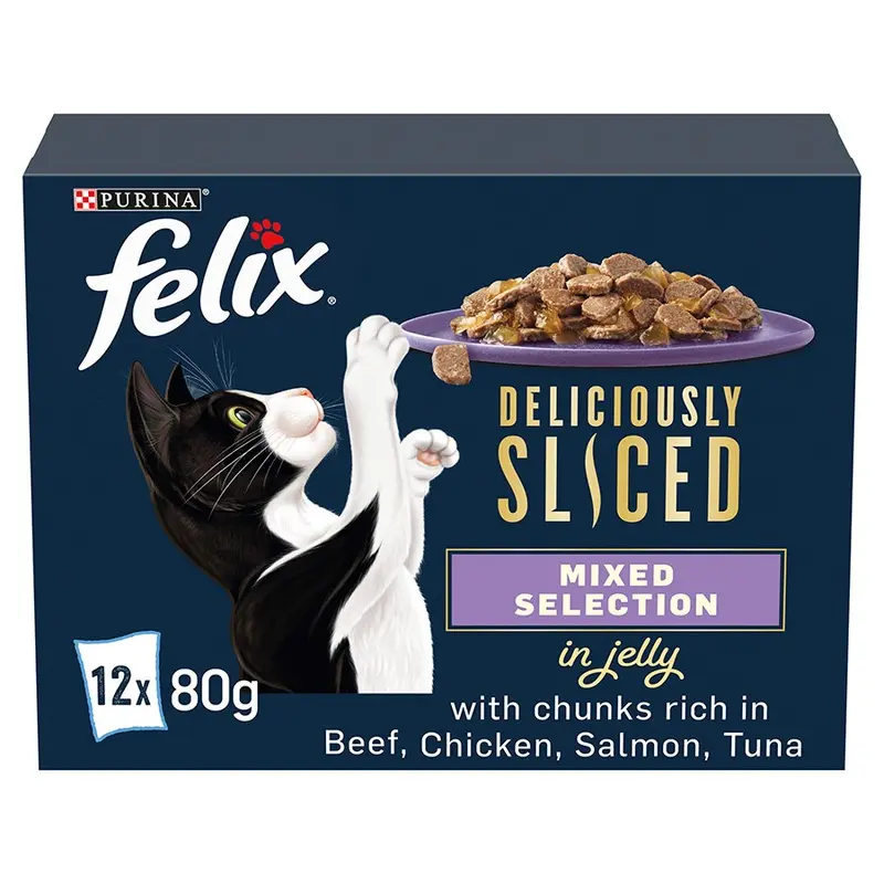 Felix Deliciously Sliced Adult Wet Cat Food Mixed Selection 12X80G