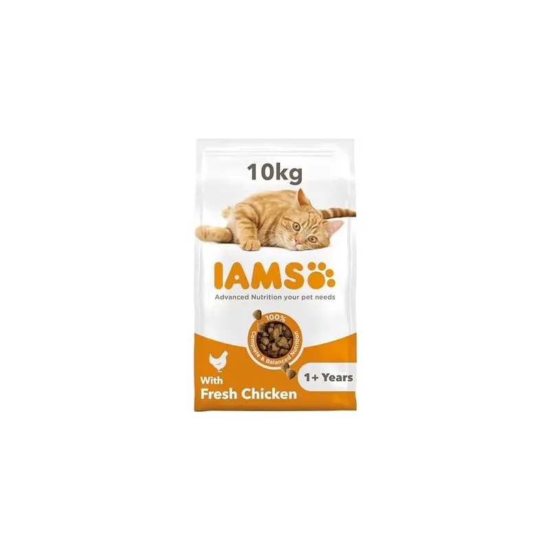 Iams Complete Dry Cat Food For Adult 1+ Cats With Chicken 10 Kg Size 1